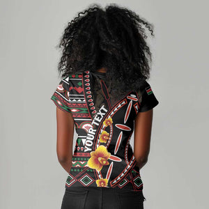 Personalized Kenya Women V-Neck T-Shirt Jamhuri Day, Kenya Shield