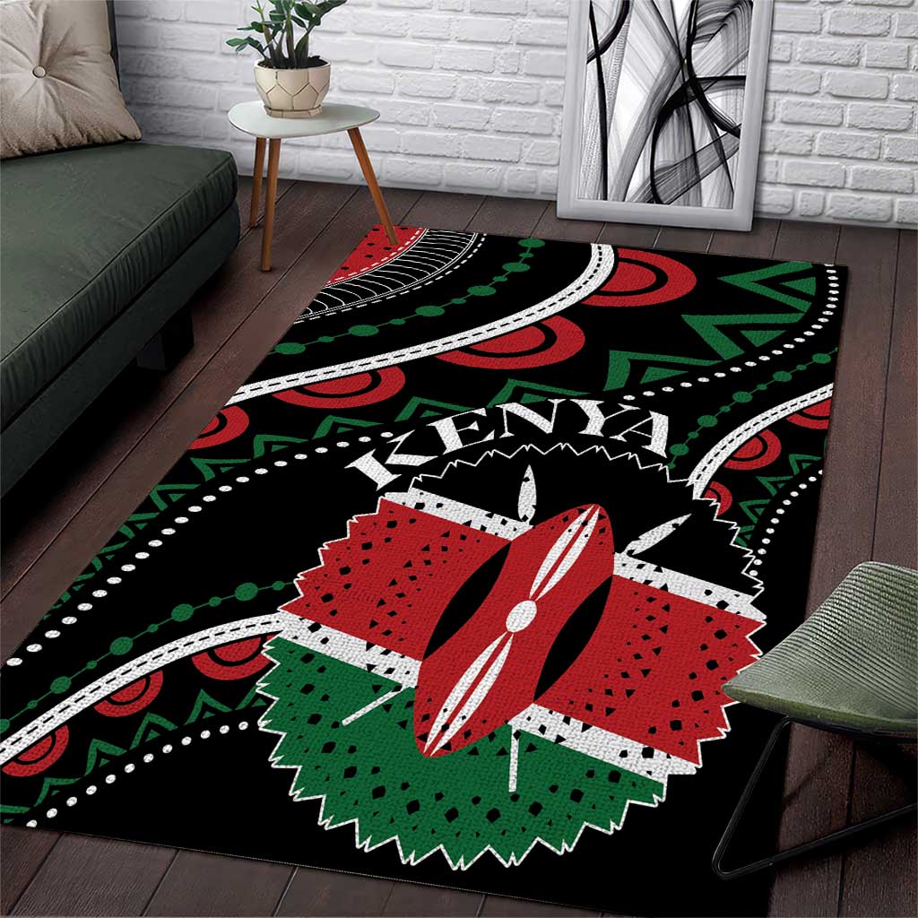 Kenya Area Rug Harambee African Pattern - Coat of Arms Design