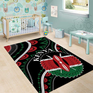 Kenya Area Rug Harambee African Pattern - Coat of Arms Design