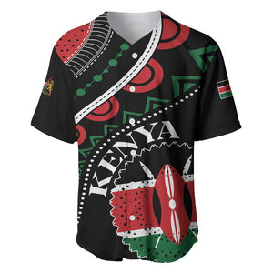 Personalized Kenya Baseball Jersey Harambee African Pattern - Coat of Arms Design