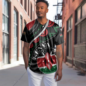 Personalized Kenya Baseball Jersey Harambee African Pattern - Coat of Arms Design