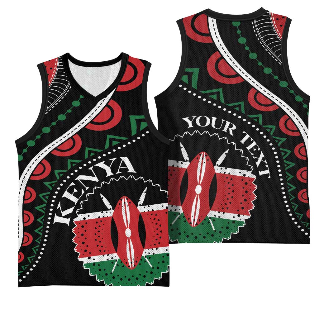 Personalized Kenya Basketball Jersey Harambee African Pattern - Coat of Arms Design LT01