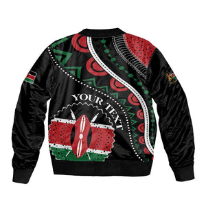 Personalized Kenya Bomber Jacket Harambee African Pattern - Coat of Arms Design