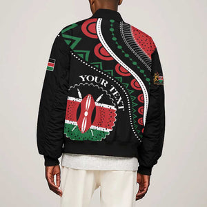 Personalized Kenya Bomber Jacket Harambee African Pattern - Coat of Arms Design