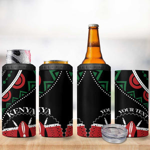 Personalized Kenya 4 in 1 Can Cooler Tumbler Harambee African Pattern - Coat of Arms Design