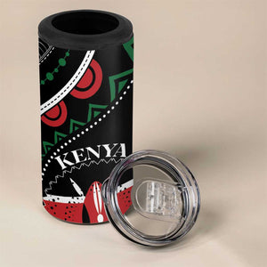 Personalized Kenya 4 in 1 Can Cooler Tumbler Harambee African Pattern - Coat of Arms Design