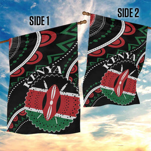 Kenya Garden Flag Harambee African Pattern - Coat of Arms Design