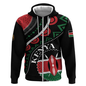 Personalized Kenya Hoodie Harambee African Pattern - Coat of Arms Design