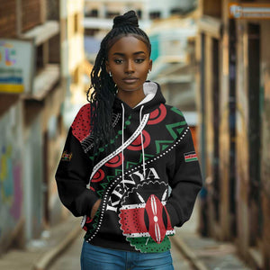 Personalized Kenya Hoodie Harambee African Pattern - Coat of Arms Design