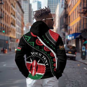 Personalized Kenya Hoodie Harambee African Pattern - Coat of Arms Design