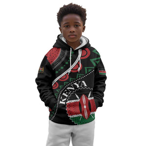 Personalized Kenya Kid Hoodie Harambee African Pattern - Coat of Arms Design