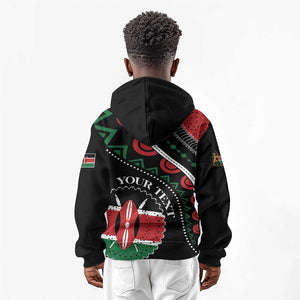 Personalized Kenya Kid Hoodie Harambee African Pattern - Coat of Arms Design