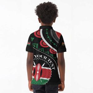 Personalized Kenya Kid Polo Shirt Harambee African Pattern - Coat of Arms Design