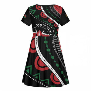 Personalized Kenya Kid Short Sleeve Dress Harambee African Pattern - Coat of Arms Design