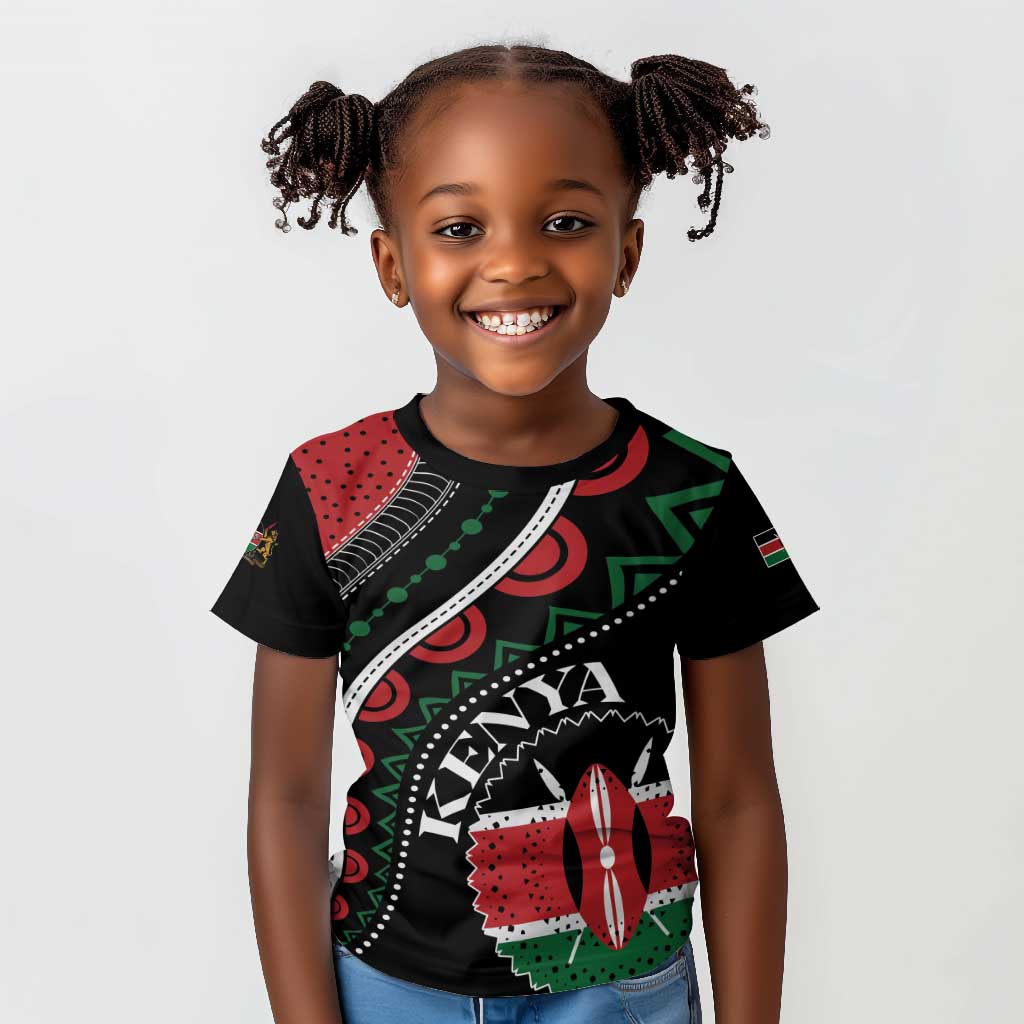 Personalized Kenya Kid T shirt Harambee African Pattern - Coat of Arms Design