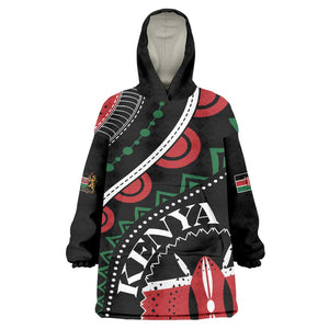 Personalized Kenya KId Wearable Blanket Hoodie Harambee African Pattern - Coat of Arms Design