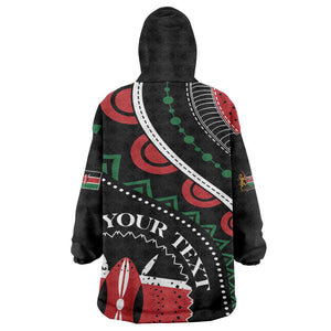 Personalized Kenya KId Wearable Blanket Hoodie Harambee African Pattern - Coat of Arms Design