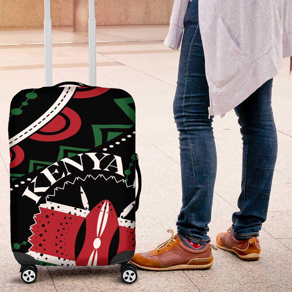 Kenya Luggage Cover Harambee African Pattern - Coat of Arms Design