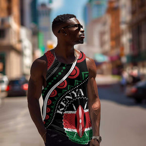 Personalized Kenya Men Tank Top Harambee African Pattern - Coat of Arms Design