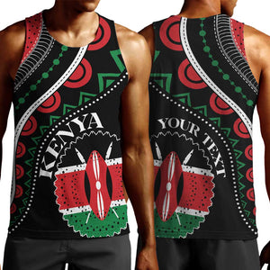 Personalized Kenya Men Tank Top Harambee African Pattern - Coat of Arms Design