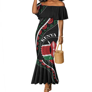 Personalized Kenya Mermaid Dress Harambee African Pattern - Coat of Arms Design