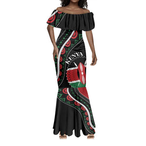 Personalized Kenya Mermaid Dress Harambee African Pattern - Coat of Arms Design