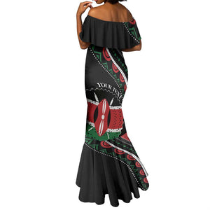 Personalized Kenya Mermaid Dress Harambee African Pattern - Coat of Arms Design