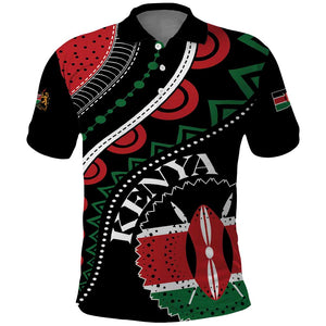 Personalized Kenya Polo Shirt Harambee African Pattern - Coat of Arms Design