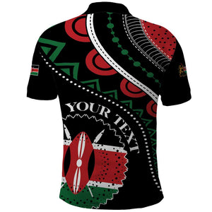 Personalized Kenya Polo Shirt Harambee African Pattern - Coat of Arms Design