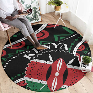 Kenya Round Carpet Harambee African Pattern - Coat of Arms Design