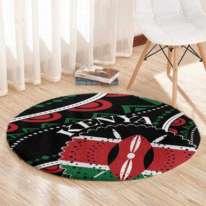 Kenya Round Carpet Harambee African Pattern - Coat of Arms Design