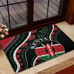 Kenya Rubber Doormat Harambee African Pattern - Coat of Arms Design