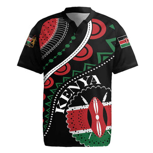 Personalized Kenya Rugby Jersey Harambee African Pattern - Coat of Arms Design