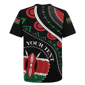 Personalized Kenya Rugby Jersey Harambee African Pattern - Coat of Arms Design