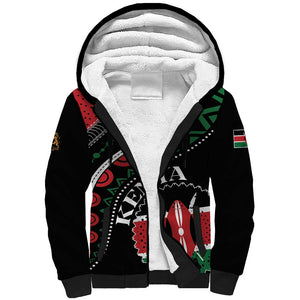 Personalized Kenya Sherpa Hoodie Harambee African Pattern - Coat of Arms Design