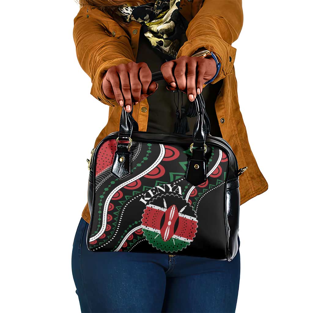 Kenya Shoulder Handbag Harambee African Pattern - Coat of Arms Design