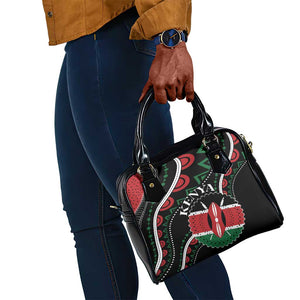 Kenya Shoulder Handbag Harambee African Pattern - Coat of Arms Design