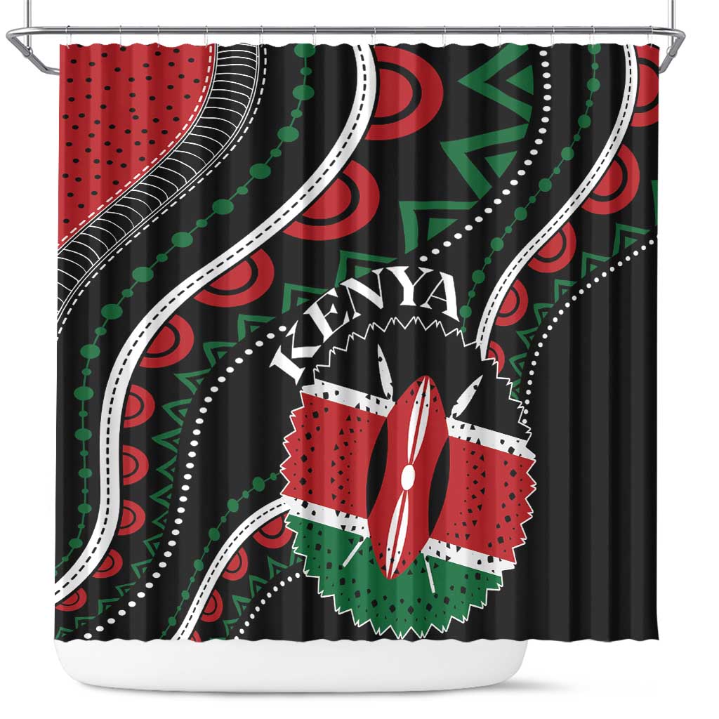 Kenya Shower Curtain Harambee African Pattern - Coat of Arms Design