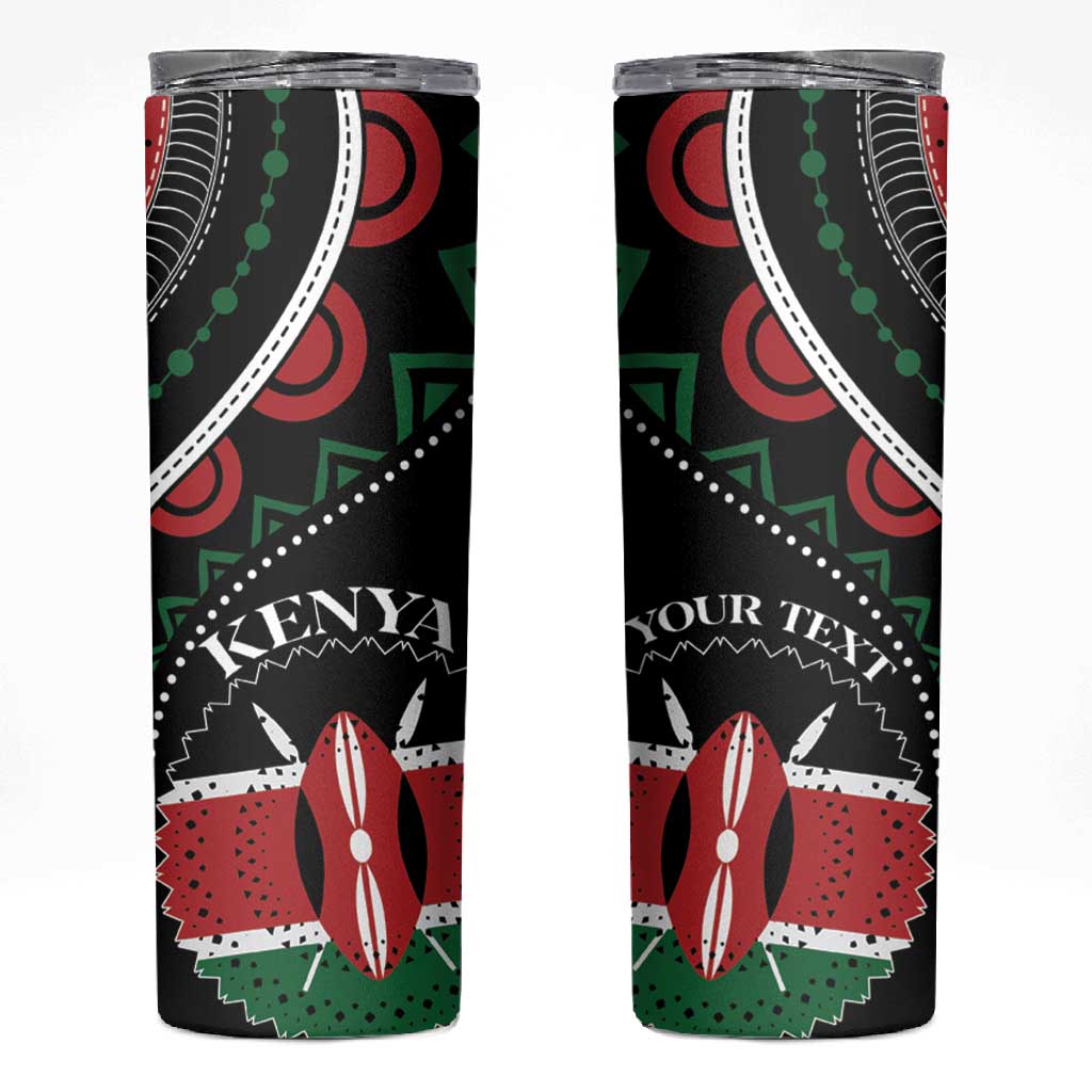 Personalized Kenya Skinny Tumbler Harambee African Pattern - Coat of Arms Design