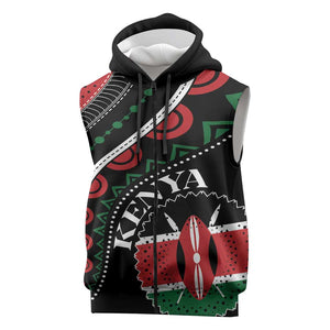 Personalized Kenya Sleeveless Zip Hoodie Harambee African Pattern - Coat of Arms Design - African Pride