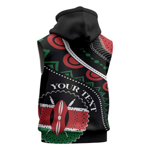 Personalized Kenya Sleeveless Zip Hoodie Harambee African Pattern - Coat of Arms Design - African Pride