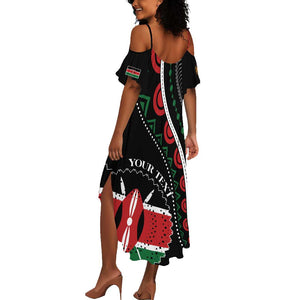 Personalized Kenya Summer Maxi Dress Harambee African Pattern - Coat of Arms Design