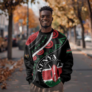 Personalized Kenya Sweatshirt Harambee African Pattern - Coat of Arms Design