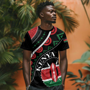 Personalized Kenya T shirt Harambee African Pattern - Coat of Arms Design