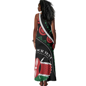 Personalized Kenya Tank Maxi Dress Harambee African Pattern - Coat of Arms Design