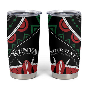 Personalized Kenya Tumbler Cup Harambee African Pattern - Coat of Arms Design