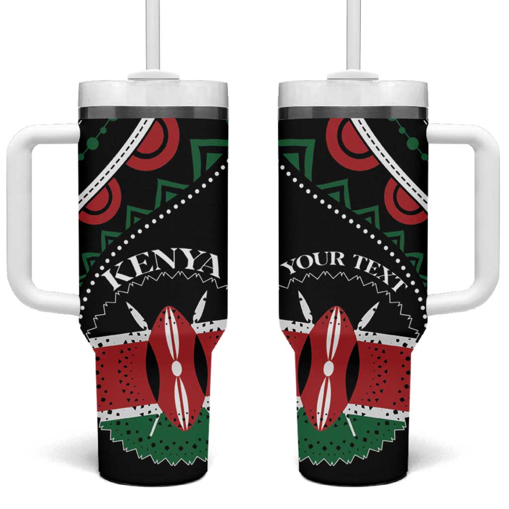 Personalized Kenya Tumbler With Handle Harambee African Pattern - Coat of Arms Design