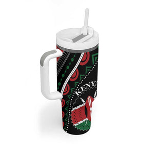 Personalized Kenya Tumbler With Handle Harambee African Pattern - Coat of Arms Design