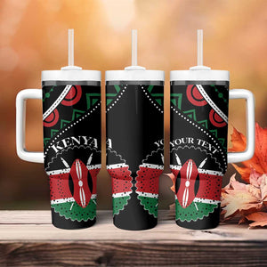 Personalized Kenya Tumbler With Handle Harambee African Pattern - Coat of Arms Design