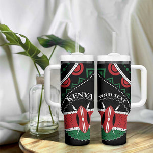 Personalized Kenya Tumbler With Handle Harambee African Pattern - Coat of Arms Design